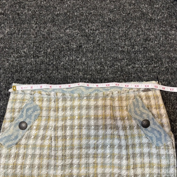 NWT NTS Sz 8 Tweed Houndstooth Lined Mini Skirt Pockets Blue Ivory Yellow - Picture 12 of 15